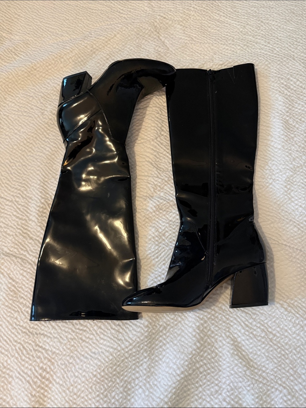 Botkier Black Patent Over-the-Knee Block Heel Boots
